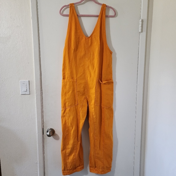 Free People High Roller Vitamin C Cotton Oversized Orange Jumpsuit Pockets M - Picture 2 of 7
